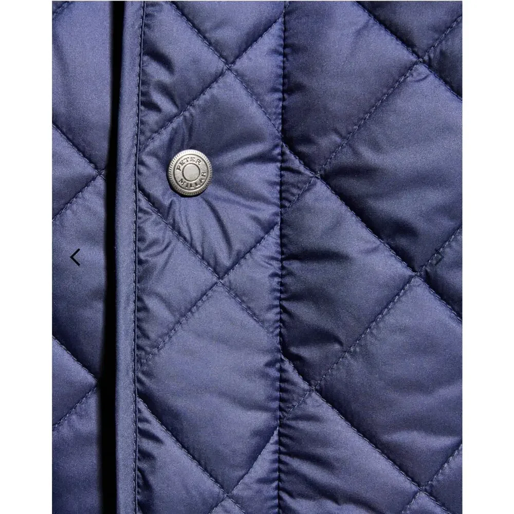 Peter Millar Suffolk Quilted Travel Coat XXL Navy Suede Trim Quiet Luxury